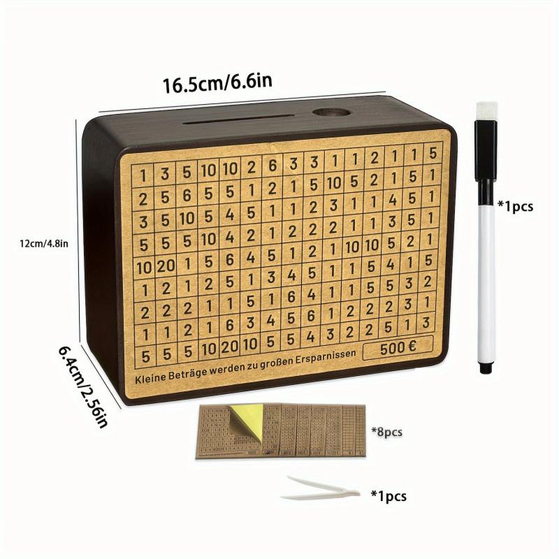 Wooden Money Box with Targets 500-5000 - No Installation Required