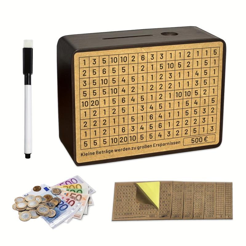 Wooden Money Box with Targets 500-5000 - No Installation Required