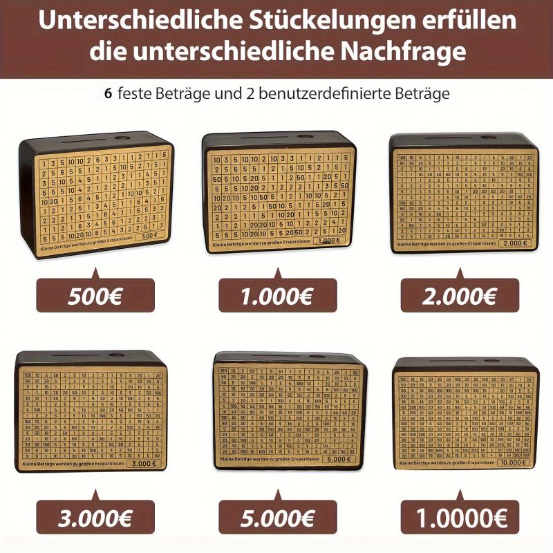 Wooden Money Box with Targets 500-5000 - No Installation Required