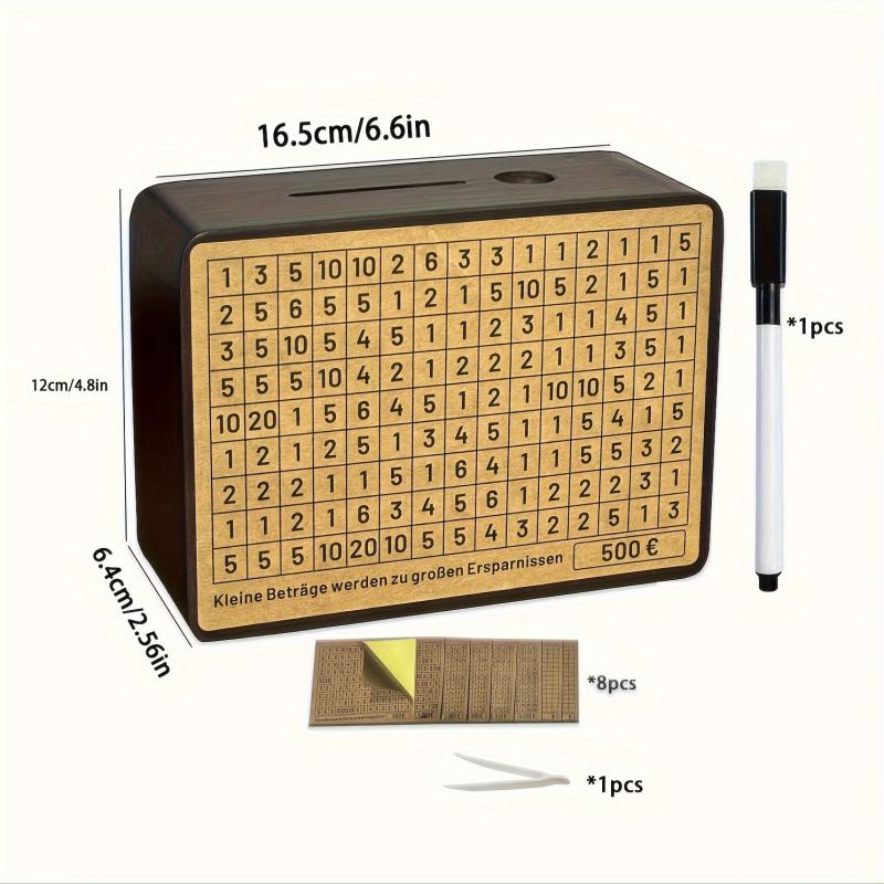Wooden Money Box with Targets 500-5000 - No Installation Required