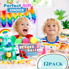 12 Pack Stress Relief Bouncy Balls for Students & Classroom Prize Box Toys