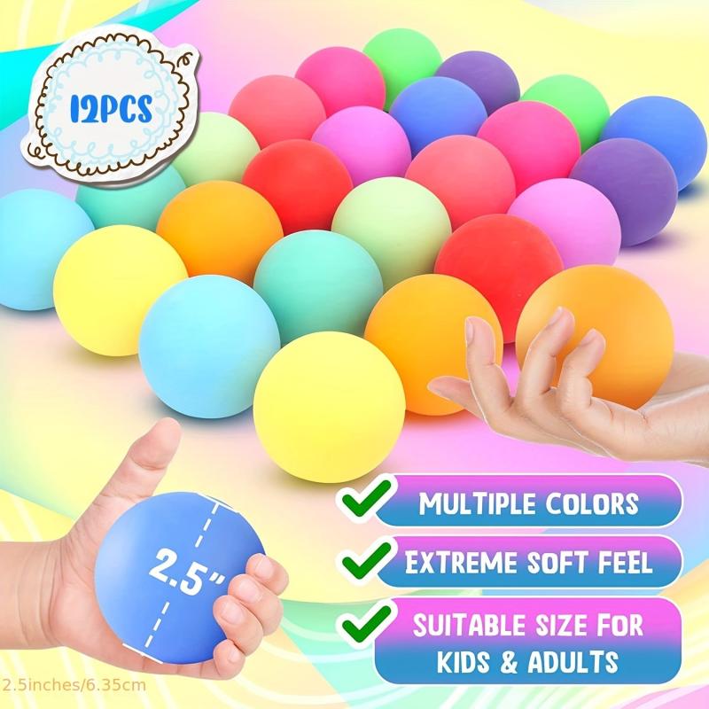 12 Pack Stress Relief Bouncy Balls for Students & Classroom Prize Box Toys