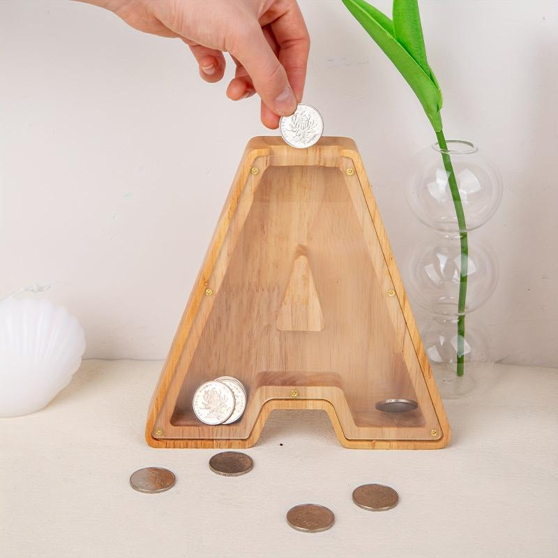 Wooden 26 Letter English Savings Tank Holiday Gift 18x49 cm