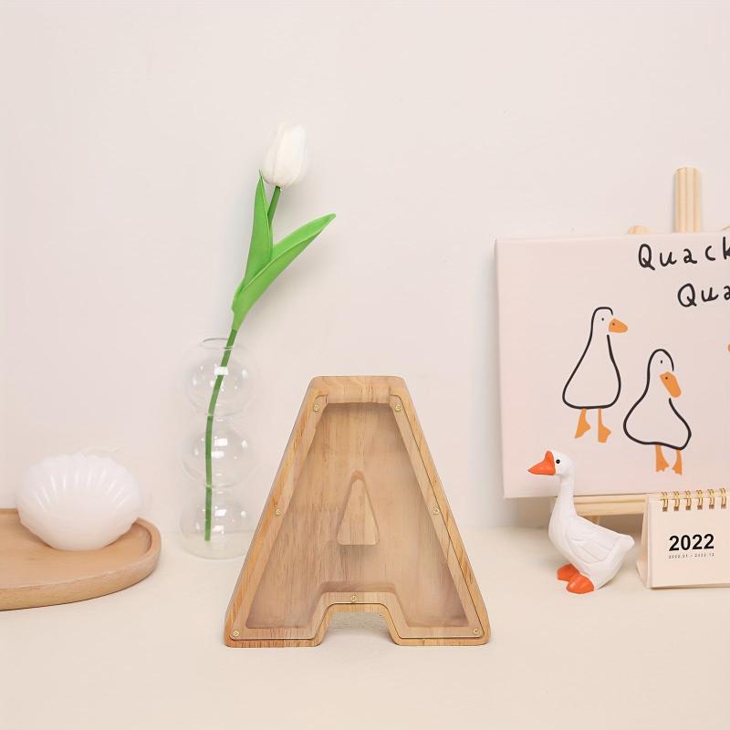 Wooden 26 Letter English Savings Tank Holiday Gift 18x49 cm