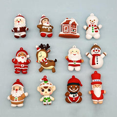 Christmas Keychain Toys Cake Ornaments Snowman Elk - Set of 12