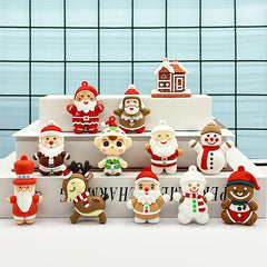 Christmas Keychain Toys Cake Ornaments Snowman Elk - Set of 12