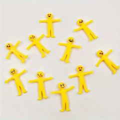 6pcs/10pcs Little Man Stretching Yellow Figurines