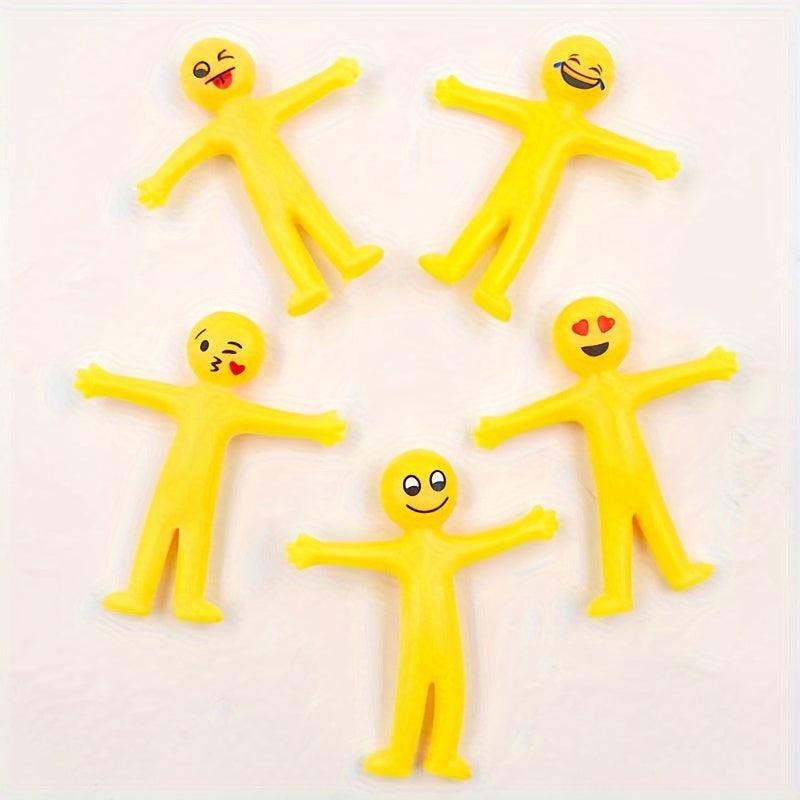 6pcs/10pcs Little Man Stretching Yellow Figurines