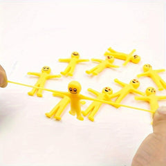 6pcs/10pcs Little Man Stretching Yellow Figurines