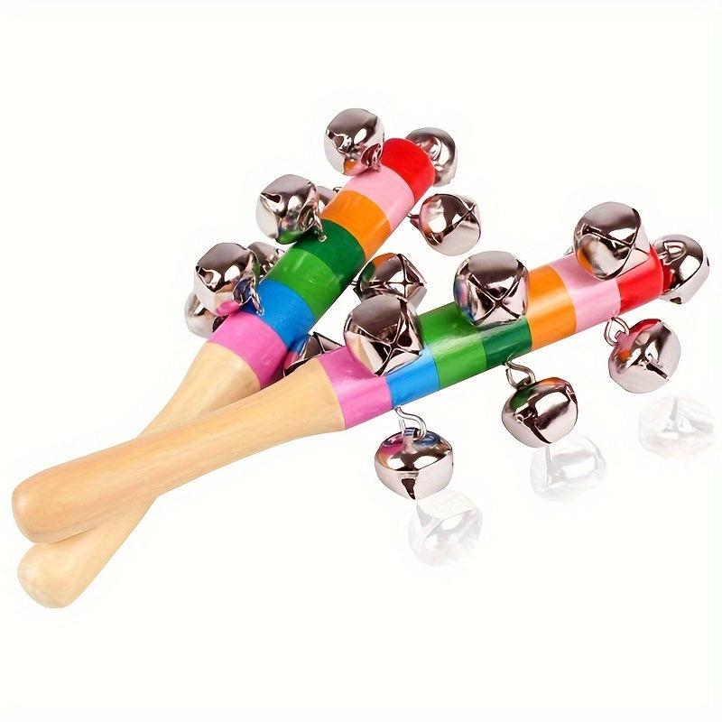 Rainbow Handle Jingle Bell Stick Rattle Musical Toy