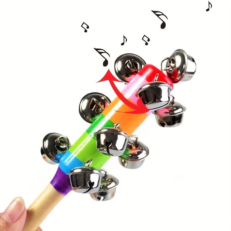 Rainbow Handle Jingle Bell Stick Rattle Musical Toy