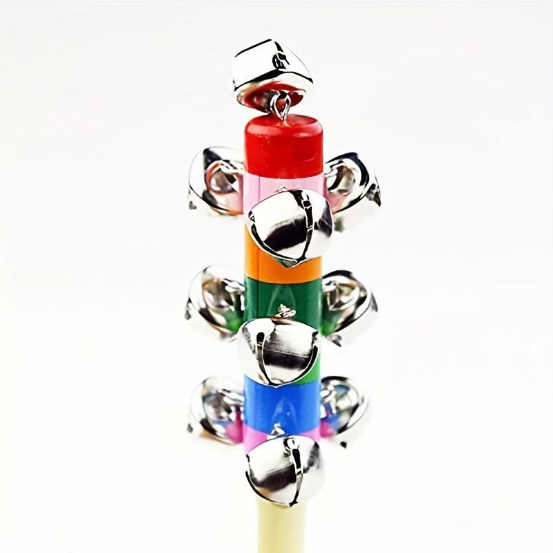 Rainbow Handle Jingle Bell Stick Rattle Musical Toy
