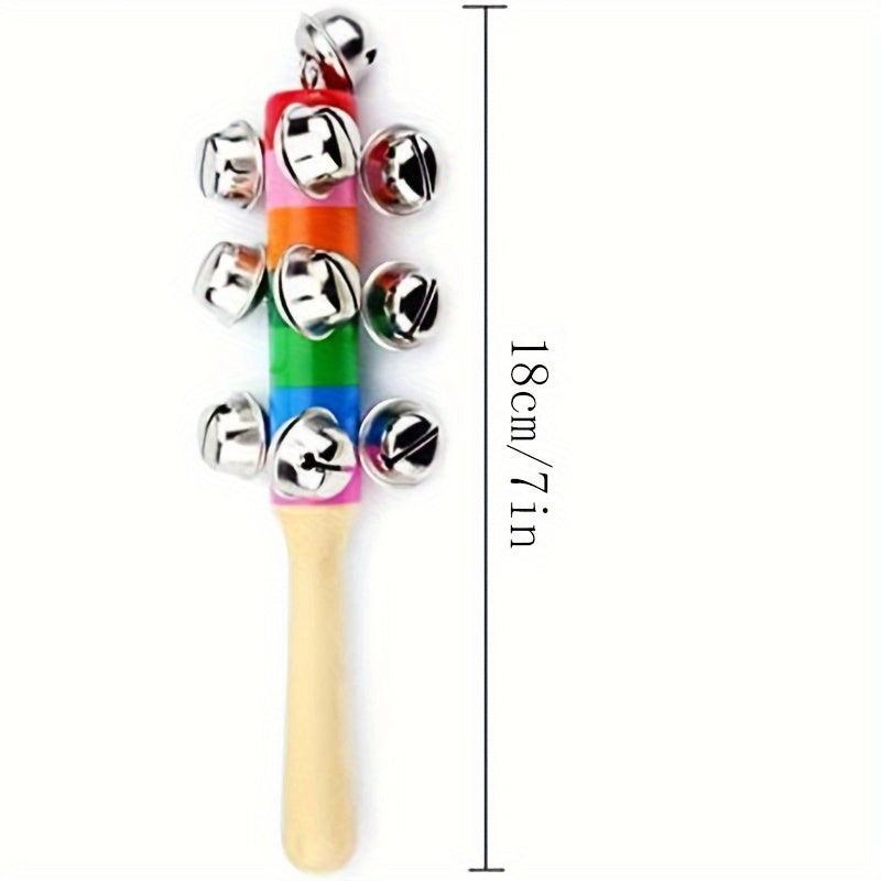 Rainbow Handle Jingle Bell Stick Rattle Musical Toy