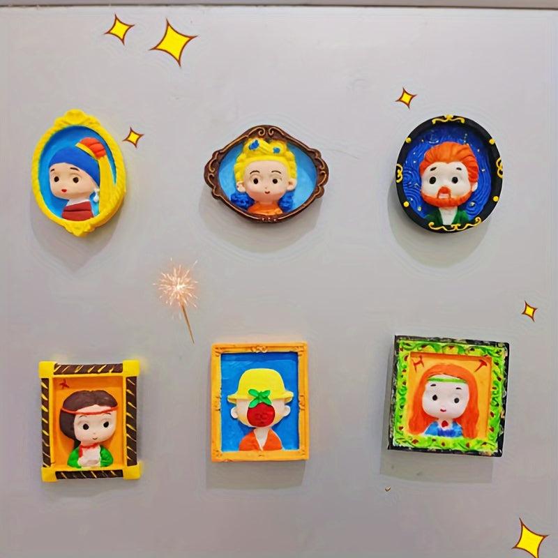 Famous Painting Series Gypsum Doll Painting DIY Magnetic Stickers