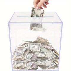 Clear Acrylic Adult Piggy Bank Coin Savings Jar