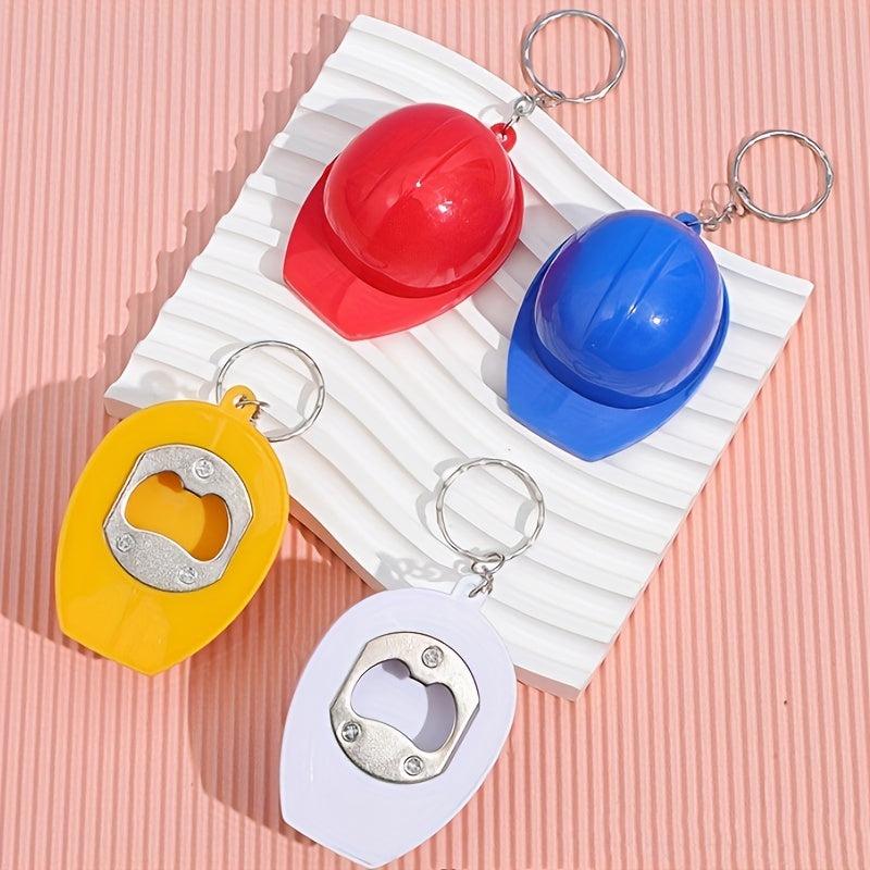 4pcs Plastic Hard Hat Keychain Creative Backpack Pendant Helmet Craft Small