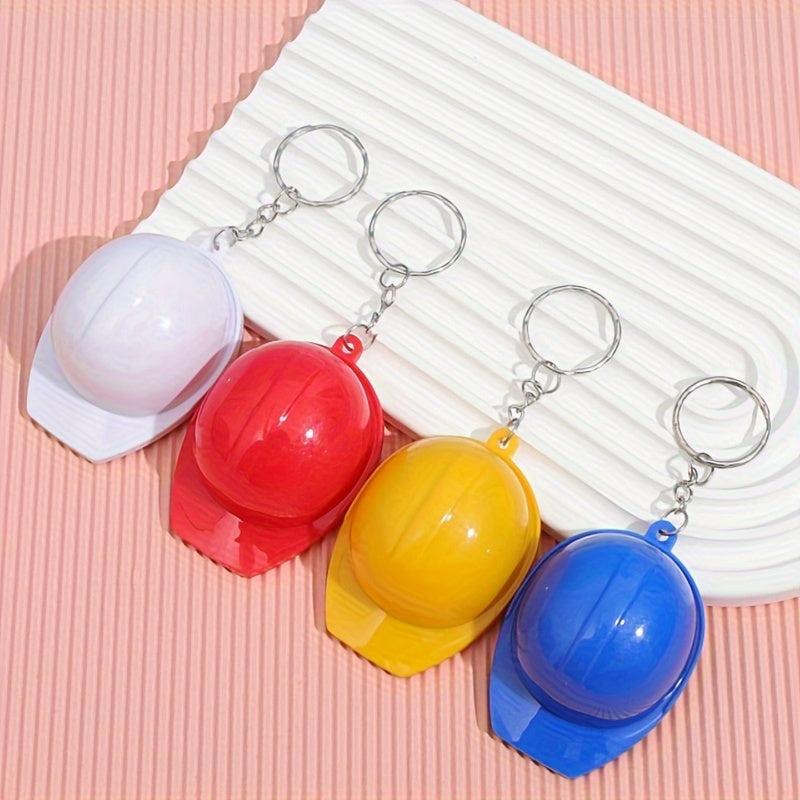 4pcs Plastic Hard Hat Keychain Creative Backpack Pendant Helmet Craft Small