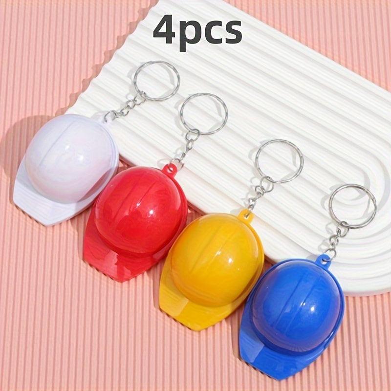 4pcs Plastic Hard Hat Keychain Creative Backpack Pendant Helmet Craft Small