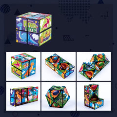 3D Mutated Cube Decompression Toy Geometry Infinite Cube Dinosaur Toy