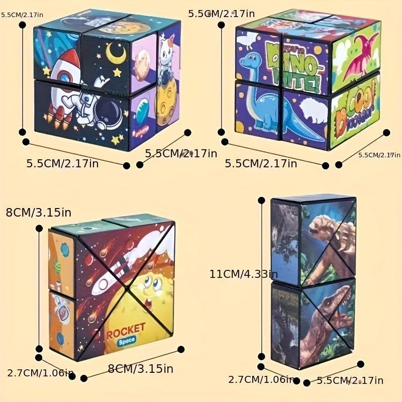 3D Mutated Cube Decompression Toy Geometry Infinite Cube Dinosaur Toy