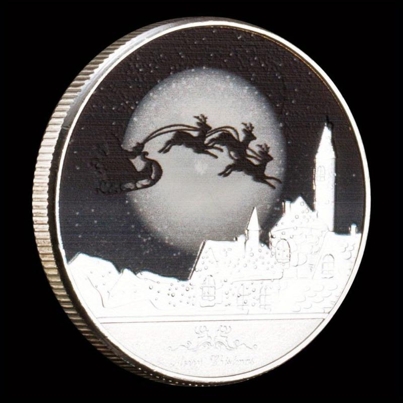 Santa Claus Wishing Coin Silvery Souvenir Decoration