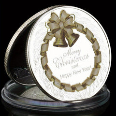 Santa Claus Wishing Coin Silvery Souvenir Decoration