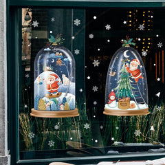 Christmas Decoration Stickers Snowman Wreath Xmas Year Door Wall Party Decor
