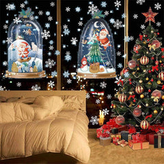 Christmas Decoration Stickers Snowman Wreath Xmas Year Door Wall Party Decor