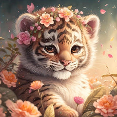 DIY Diamond Painting Flower Lion Full Art Kit