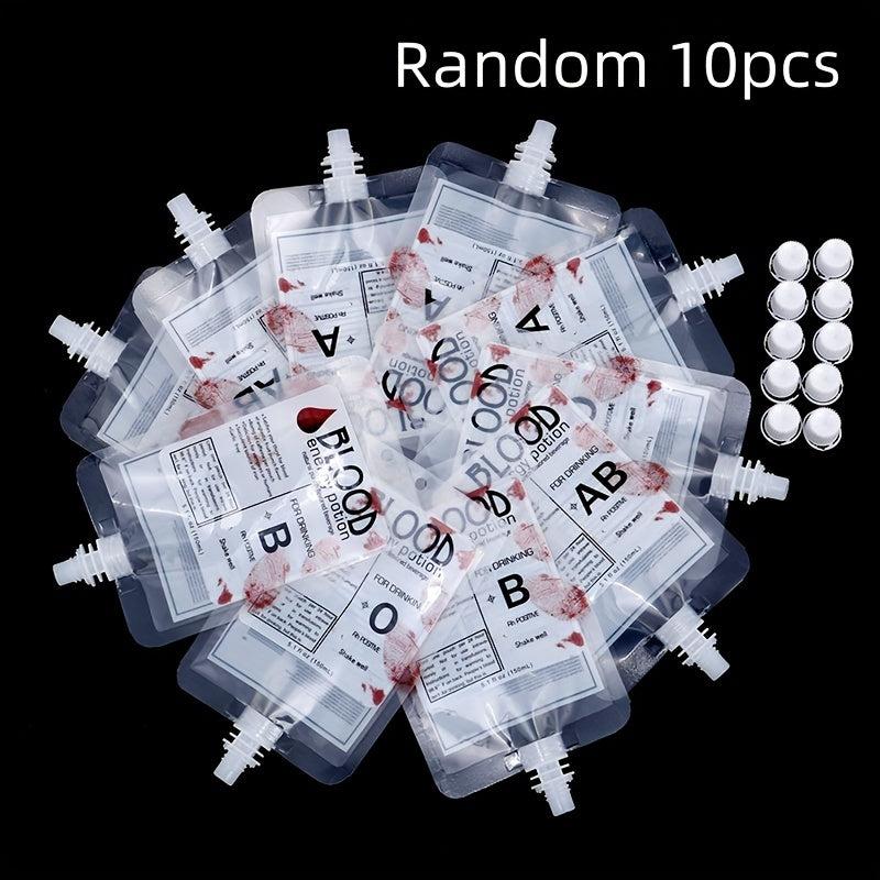 10pcs Halloween Cosplay Drink Bags Blood Pouch Props Zombie Beverage