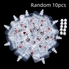 10pcs Halloween Cosplay Drink Bags Blood Pouch Props Zombie Beverage