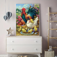 DIY Chicken Art Diamond Painting Full Round Embroidery Home Decoration