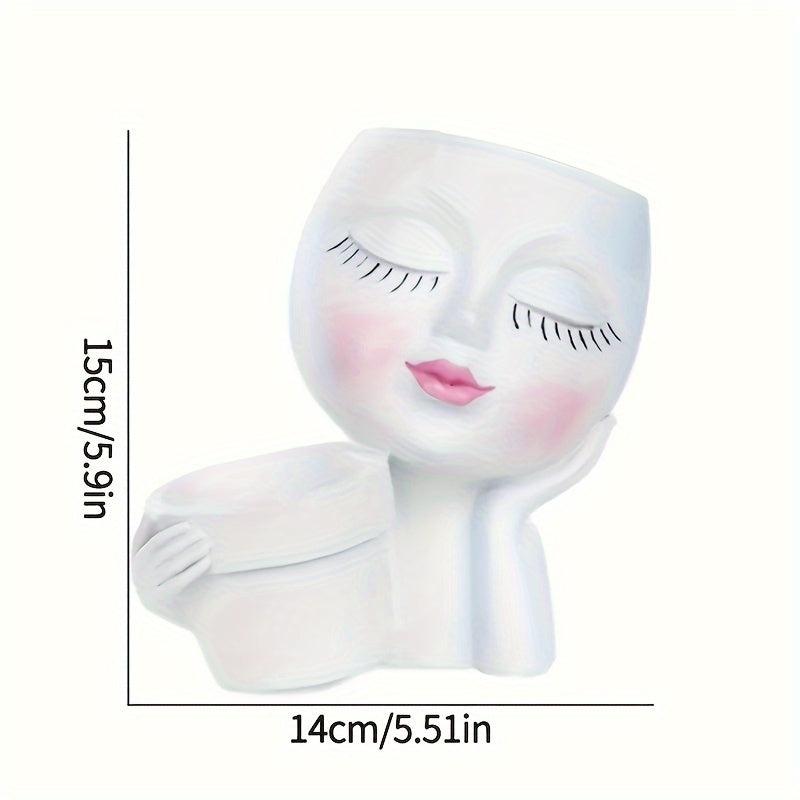 Face Planter Head Indoor & Outdoor Double Sided Resin Succulent Flower Pot