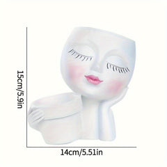 Face Planter Head Indoor & Outdoor Double Sided Resin Succulent Flower Pot