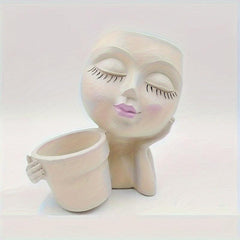 Face Planter Head Indoor & Outdoor Double Sided Resin Succulent Flower Pot