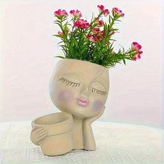 Face Planter Head Indoor & Outdoor Double Sided Resin Succulent Flower Pot