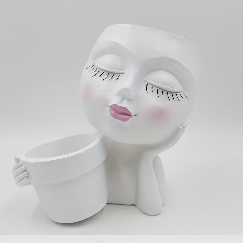 Face Planter Head Indoor & Outdoor Double Sided Resin Succulent Flower Pot