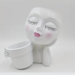 Face Planter Head Indoor & Outdoor Double Sided Resin Succulent Flower Pot