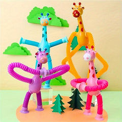 4 Pcs Giraffe Pop Tubes Stress Relief Telescopic Toy