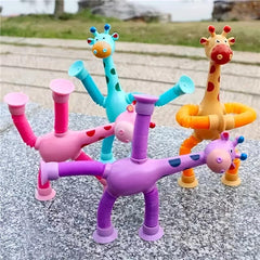 4 Pcs Giraffe Pop Tubes Stress Relief Telescopic Toy