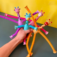 4 Pcs Giraffe Pop Tubes Stress Relief Telescopic Toy