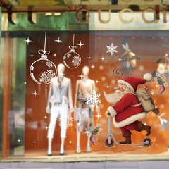 Christmas Wall Stickers: Santa Claus Skateboards Mall Window Decoration