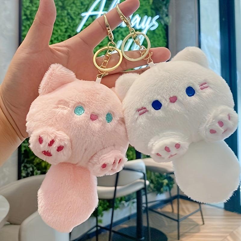 Cartoon Rattle Tail Cat Pink Keychain Couple Car Pendant Gift Bag Pendant