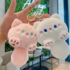 Cartoon Rattle Tail Cat Pink Keychain Couple Car Pendant Gift Bag Pendant
