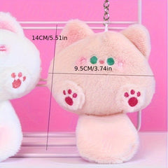 Cartoon Rattle Tail Cat Pink Keychain Couple Car Pendant Gift Bag Pendant