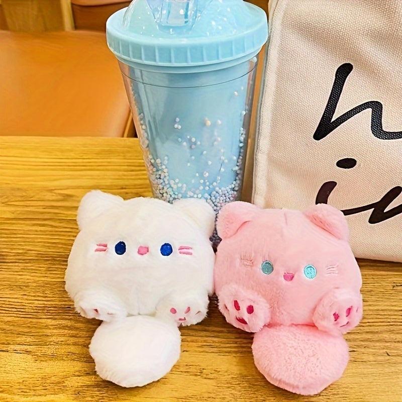 Cartoon Rattle Tail Cat Pink Keychain Couple Car Pendant Gift Bag Pendant