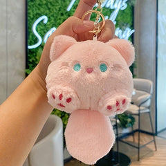 Cartoon Rattle Tail Cat Pink Keychain Couple Car Pendant Gift Bag Pendant