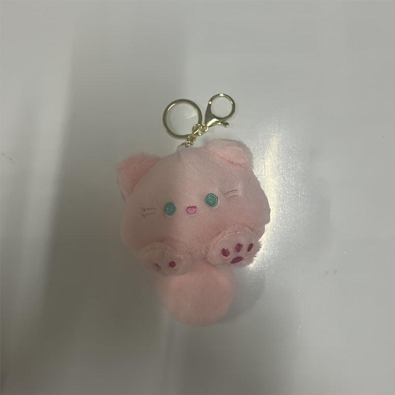 Cartoon Rattle Tail Cat Pink Keychain Couple Car Pendant Gift Bag Pendant
