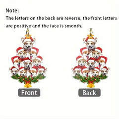 Acrylic 2D Flat Christmas Dog Pendant Rearview Mirror Decoration