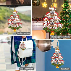 Acrylic 2D Flat Christmas Dog Pendant Rearview Mirror Decoration